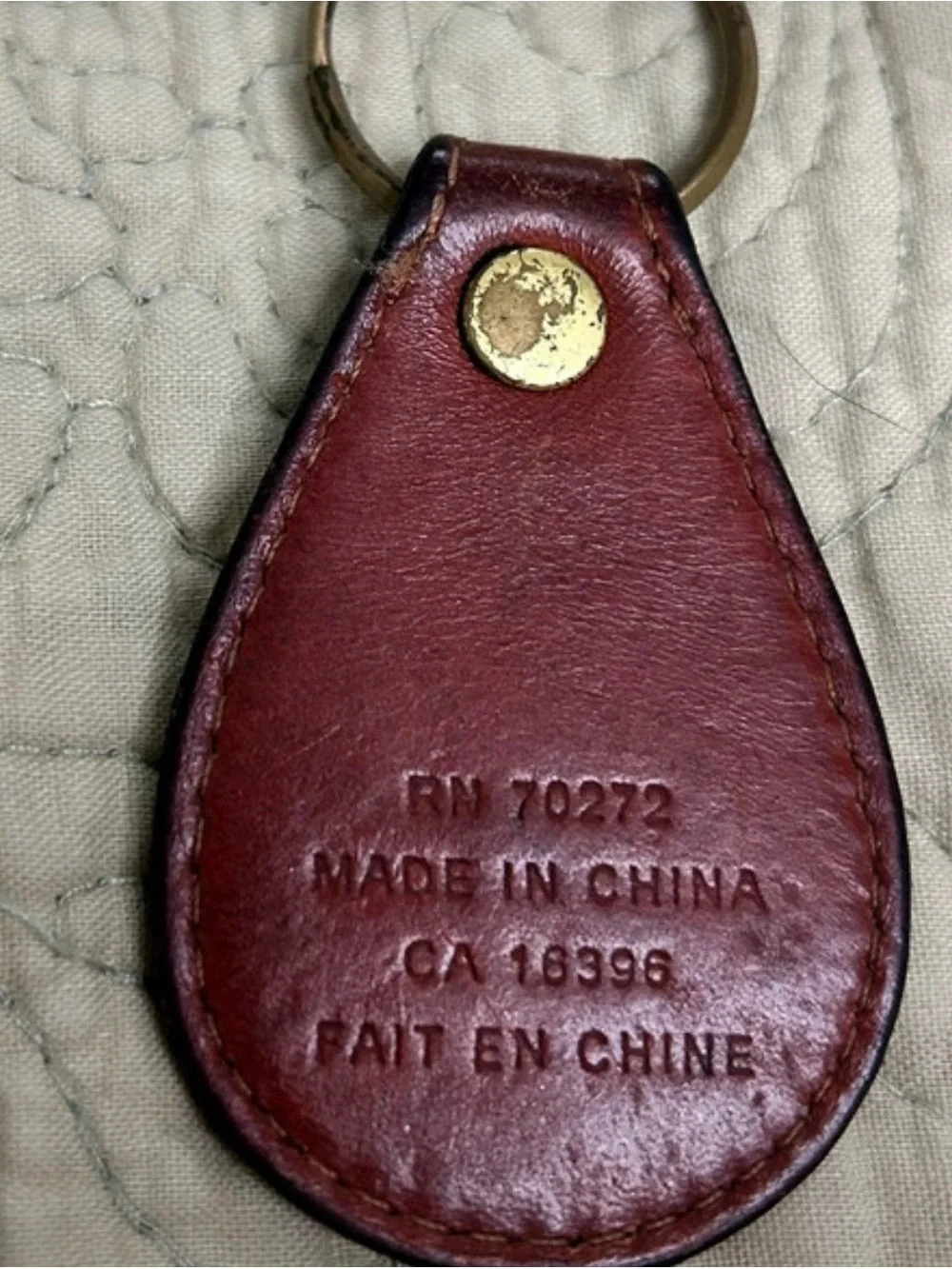 Leather Key Fob - Green and Brown